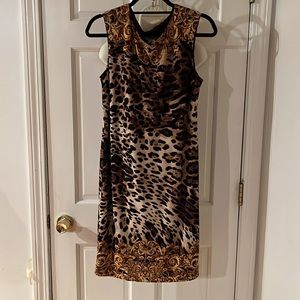 Carmen Marc Valvo  size large Leopard print sleeveless dress with stretch